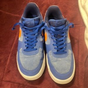 Nike Air Force Ones.Size 11.5.Blue and orange clean sneaker